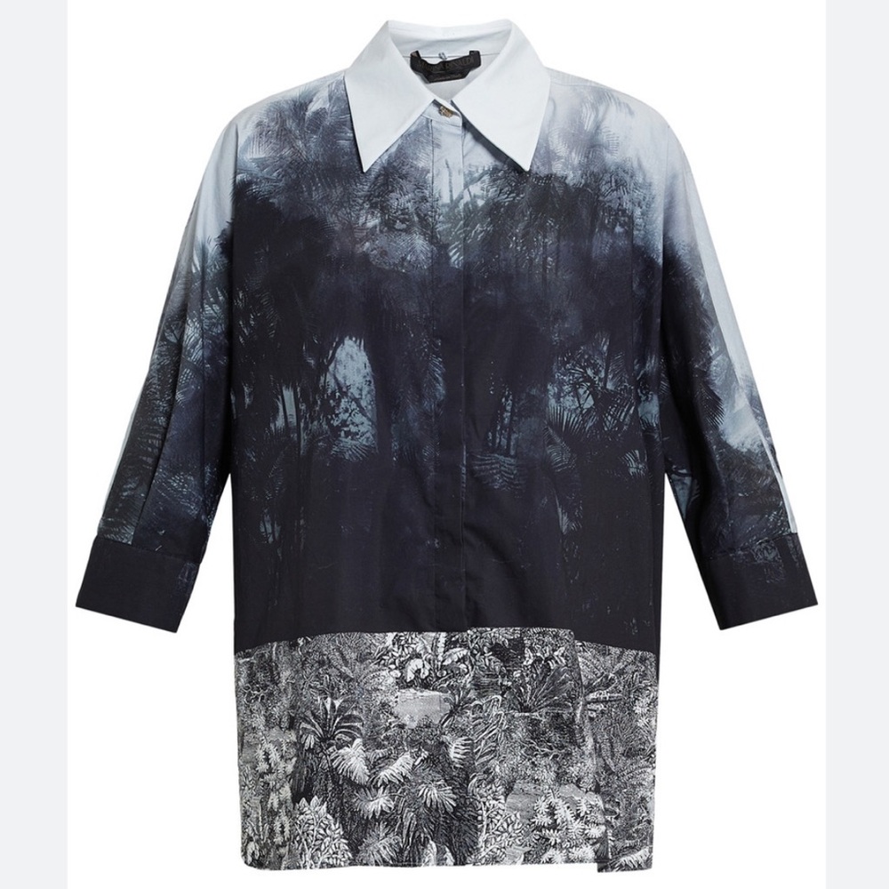 Marina Rinaldi Black and White Oversized Button-Down Shirt
